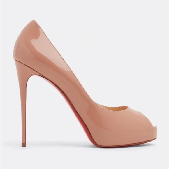 New Size 40.5 Christian Louboutin New Very Privé 120MM Patent Leather Pumps Nude - Picture 1 of 9